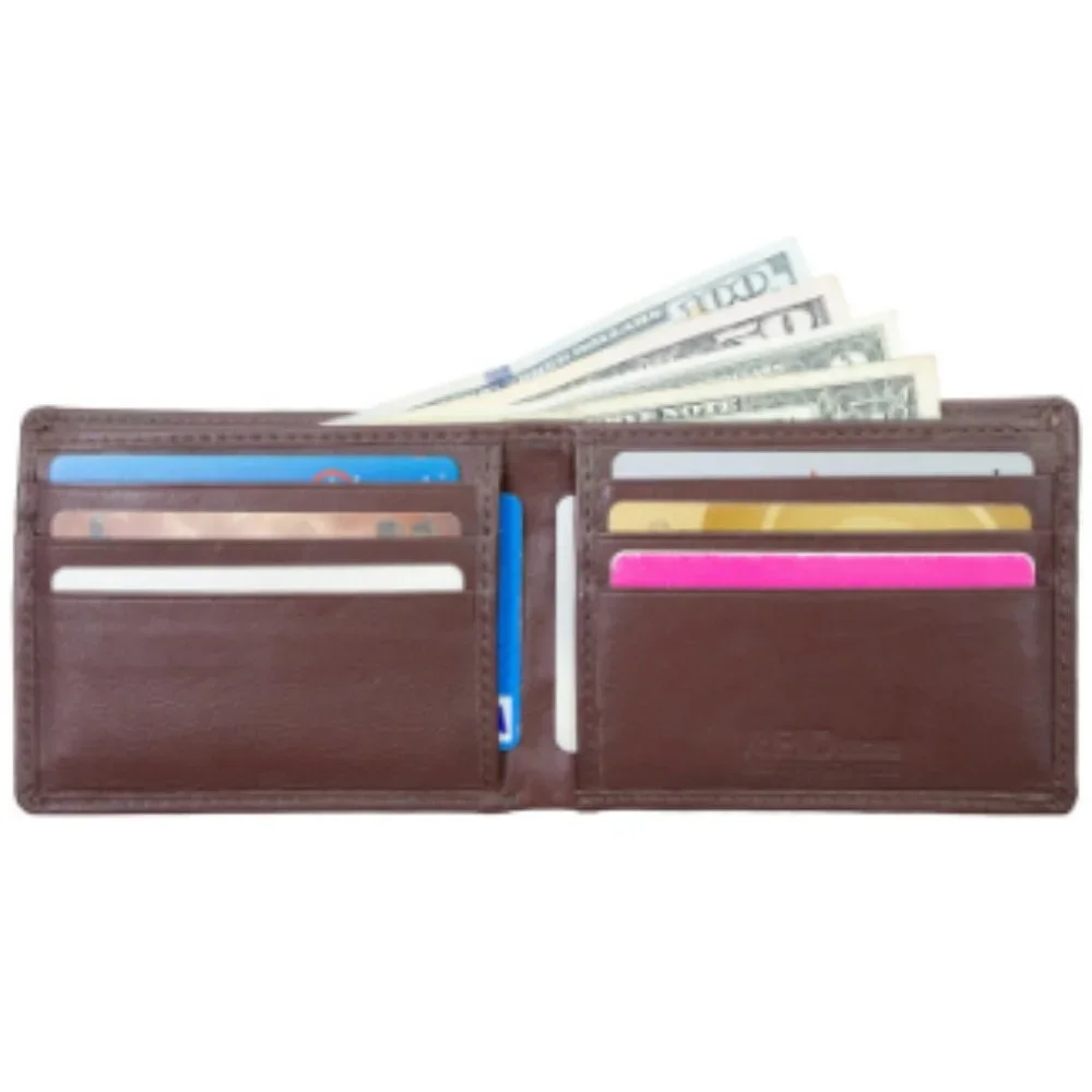 Premium Leather Bifold Wallet with RFID Blocking